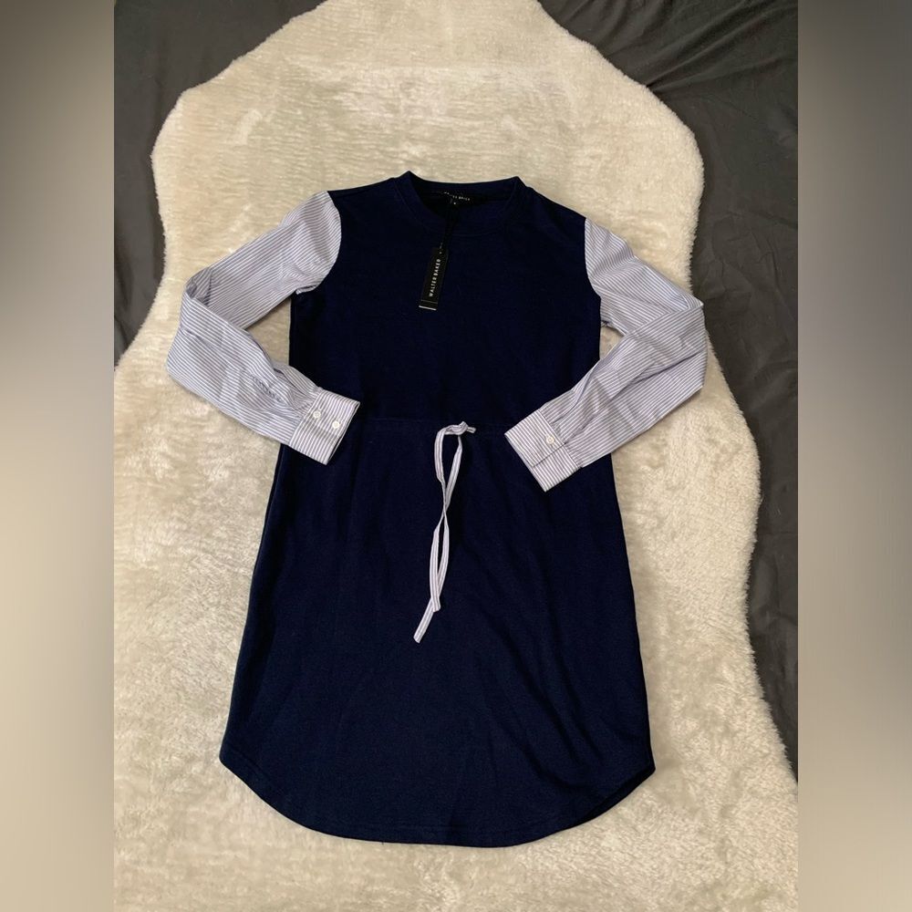 New Walter Baker Small Navy Blue Angela Dress Long Sleeve NWT‎ $198